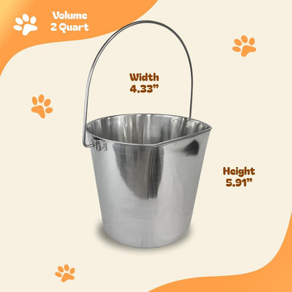 Advance Pet Products 2 Quart Heavy Duty Stainless Steel Flat Side Bucket | Durable Food & Water Pail for Dogs, Cats, Kennels, Cages and Critter Crates | Multi-Purpose Bucket4