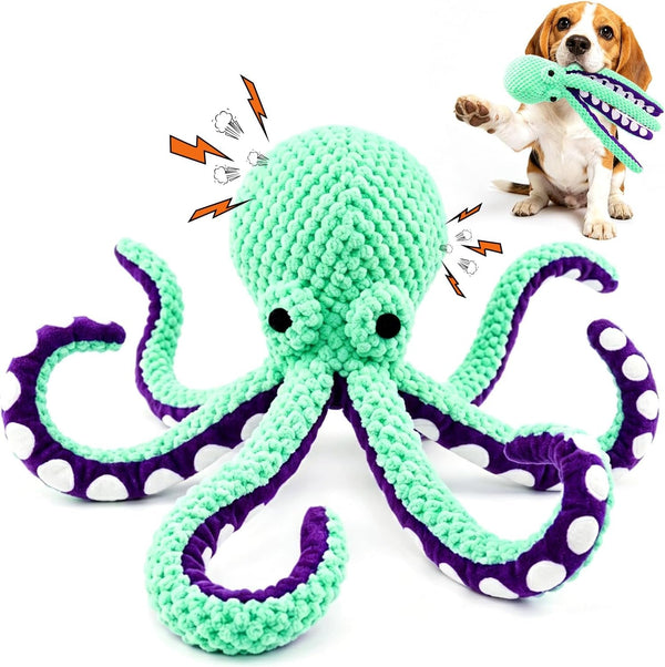 Fuufome Octopus Squeaky Dog Toys for Puppy, Small and Medium Large Breed | Tough Soft Fabric, Interactive Daily Companionship, Tug of War Doggie Toy, Training Reward, Birthday Gift1
