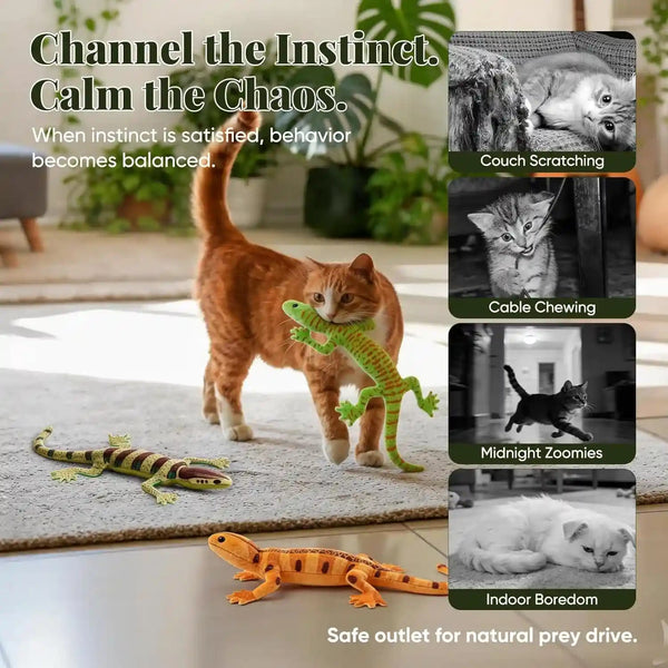 Ciyvolyeen 4 Pack Plush Lizard Catnip Toys for Indoor Cats | Lifelike Lizard Cat Toy Sparks Hunting Instinct, Soft Plush with Catnip, Durable Design, Boredom Relief, Interactive Play2