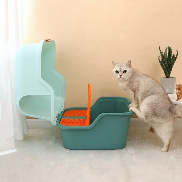 Pet Supplies, Enclosed Cat Litter Box with Lid & Scoop, Anti-Splash Hooded Tray, Easy Clean8