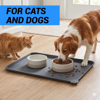 Reopet Silicone Pet Feeding Mat - Waterproof & Non-Slip Dog Cat Placemat | High Raised Edges Prevent Food & Water Spills to Protect Floors, Easy to Clean, Fit for Dog Cat Bowls2