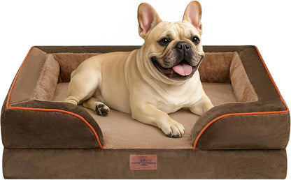 Comfort Expression Orthopedic Dog Bed for Extra Large Dogs with Bolster | Waterproof Dog Couch Bed with Washable Cover & Non-Slip Bottom, Supportive Egg Crate Foam XL Pet Bed, 42X30 Inch153