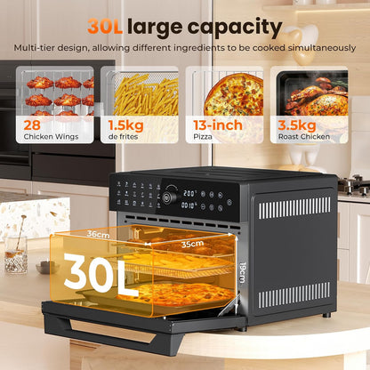 Air Fryer Toaster Oven Combo, 18-In-1 Countertop Convection, 32QT Extra Large Air Fryer with 360° Rotisserie & 4-Layer Cooking, Full Accessories5