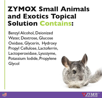 Zymox Small Animal & Exotic Topical Solution, 1.25 Oz. – Supports Healthy Skin & Ears for Dog, Cat, Rabbit, Guinea Pig, Ferret, Hamster, Chinchilla, Monkey3