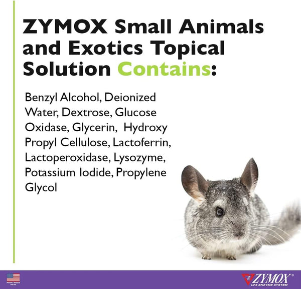 Zymox Small Animal & Exotic Topical Solution, 1.25 Oz. – Supports Healthy Skin & Ears for Dog, Cat, Rabbit, Guinea Pig, Ferret, Hamster, Chinchilla, Monkey3