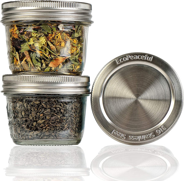 316 Surgical Stainless Steel Mason Jar Lids WIDE Mouth -ORIGINAL DESIGN- Stackable W/Pull-Tab Silicone Ring Seal. Rust-Proof, Airtight, Leak-Proof, Bpa-Free, Pvc-Free - Not for Canning5
