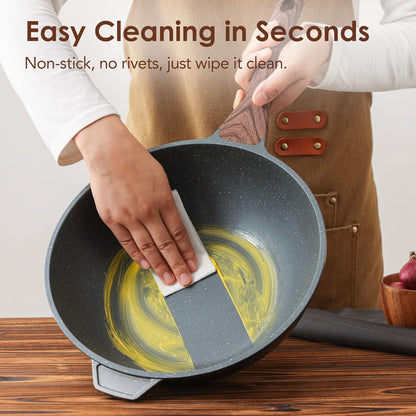 Nonstick Wok Pan with Lid 11Inch, Healthy Stir-Fry Pan Chef'S Pan | Induction Cookware, Swiss Granite Coating, Even & Fast Heating, Non Stick Frying Pan Skillet, Stay-Cool Handle, PFOA Free6
