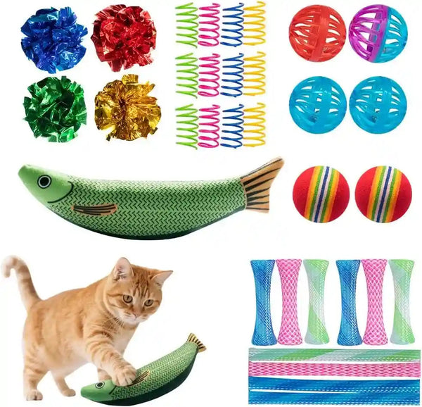 Cat Toys 33 Pack - Delightful Interactive Variety Set for Cats & Kittens with Catnip Toy, Crinkle Balls, Cat Ball Toys, Springs to Reduce Anxiety & Destructive Behaviour1