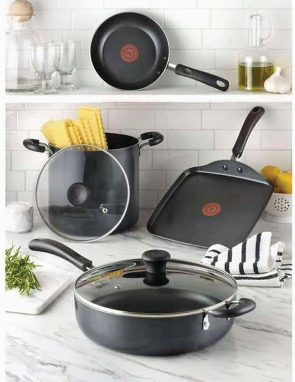 Specialty Nonstick Saute Pan with Glass Lid 5 Quart, Oven Broiler Safe 350F, Cookware, Deep Frying Pan with Handle, Skillet, Kitchen, Pots and Pans, Dishwasher Safe, Black5
