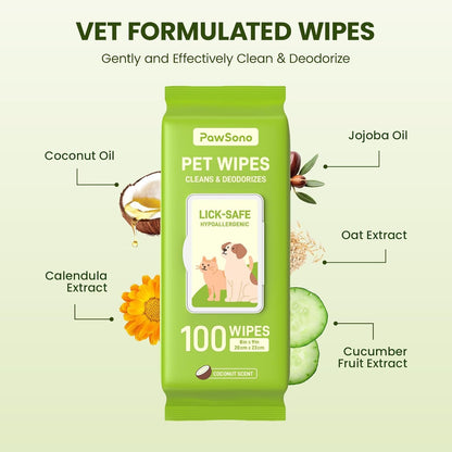 Hypoallergenic Pet Wipes for Dogs, Cats & Small Animals, 400 Coun | Quick Clean & Deodorize Paws, Butt, Eyes, Face & Fur | Daily Grooming Wipes | Extra Large & Thick | Coconut Scented4
