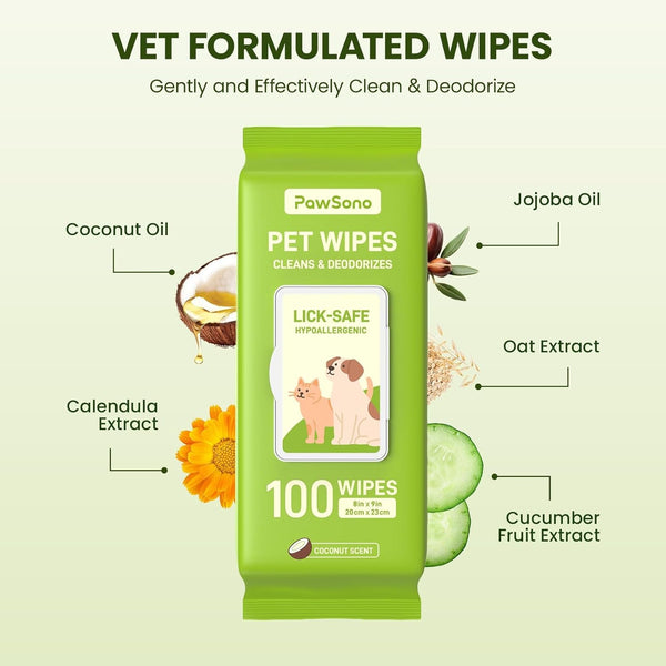 Hypoallergenic Pet Wipes for Dogs, Cats & Small Animals, 400 Coun | Quick Clean & Deodorize Paws, Butt, Eyes, Face & Fur | Daily Grooming Wipes | Extra Large & Thick | Coconut Scented4