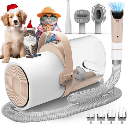 FIXR Dog Grooming Vacuum, All-In-One Pet Grooming Kit with Hair Clipper & Shedding Brush, Low Noise 12,000Pa Dog Hair Remover Vacuum, Pet Groomer Set with Cleaning Brushes, PG0110