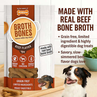 Nylabone Beef Broth Bones Dog Treats (Net 54Count), 2.38 Lb2