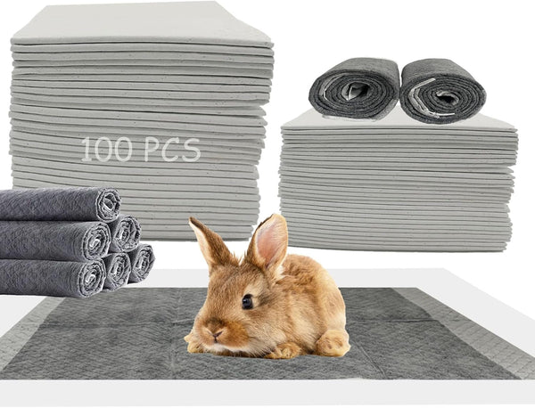 100 Pcs Disposable Rabbit Pee Pads,Pet Pees Pad Cage Black Carbon Liner,Super Absorbent Leak Proof Cushion Reduce Odor Bunny Training Accessories for Kitten Puppy Hamsters Hedgehog1