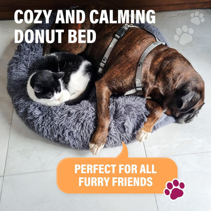 Active Pets Premium Medium Donut Dog Bed, Fits up to 45 Lbs, Machine Washable Cushion, Plush Long Pile Faux Fur Fabric, Portable Beige Pet Bed Furniture for Puppies Adult Canines & Cats5
