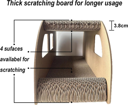 Cat Scratching House, Cat Cardboard House Green Bus, Long Scratching Post, 9X11.8X22 Inches, Fun Cube & Tunnel, Peekaboo Hideaway for Indoor Cats7