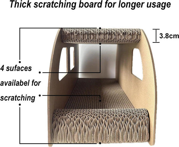Cat Scratching House, Cat Cardboard House Green Bus, Long Scratching Post, 9X11.8X22 Inches, Fun Cube & Tunnel, Peekaboo Hideaway for Indoor Cats7