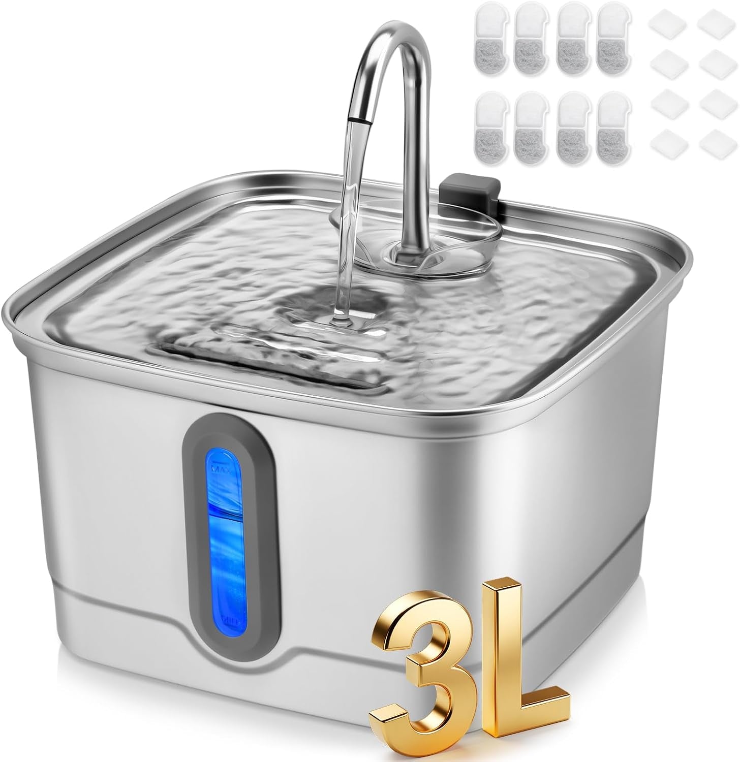 seirmep-stainless-steel-cat-water-fountain-101oz-3l-automatic-pet-water-fountain-dog-water-fountain-with-replacement-filters-for-cats-small-dogs-8-filters-and-8-sponges