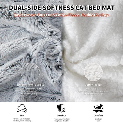 Cat Bed, Cat Beds for Indoor Cats - Reversible Self Warming Cat Bed Mat with Ridged Chenille Texture, Ultra Plush Double Sided Thermal Kitten Bed & Mat, 23.6" X 15.7", Machine Washable2