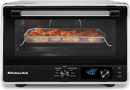 Kitchenaid Digital Countertop Oven, Air Fryer & Pizza Stone, KCO128CU | No-Flip Air Fry Basket and 360° Air Fry System, 10 Essential Cooking Settings, Pizza Stone Included3