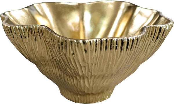 10" Large Decorative Bowl Decor, Modern Home Decoration Scallop Bowl,Fashion Key Bowl for Entrance Table, Decorative Fruit Bowl for Kitchen Counter, Ruffle Decor, Golden1