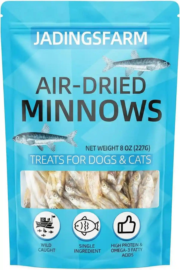 Minnows Dog Treats, Single Ingredient Dried Minnows for Dogs & Cats, Air Dried, Grain-Free, High-Protein, 100% Natural Premium Cat & Dog Treats 4.5 Oz8