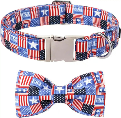 Lionet Paws Boy Dog Collar with Bowtie, Comfortable Adjustable Cute Navy Blue Bow Tie Collar for Male Dogs Gift, Xlarge, Neck 16-26 Inches24