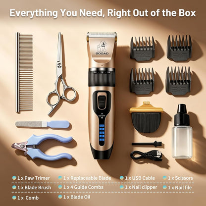 Dog Clippers for Grooming,Dog Grooming Kit for Heavy Thick Hair&Coats | <60Db Quiet,Rechargeable Cordless,4H Runtime,4 Guide Combs,2In1 Wide & Narrow Blades,Pet Shaver for Matted Fur7