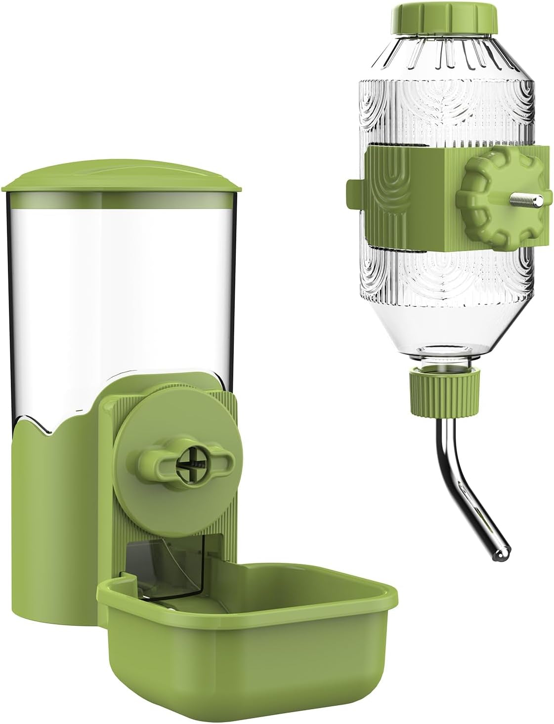 automatic-pet-food-water-dispenser-auto-gravity-pet-feeder-water-bottle-set-for-cage-feeding-station-for-puppy-kitten-rabbit-guinea-pigs-chinchilla-ferret-hedgehog-green