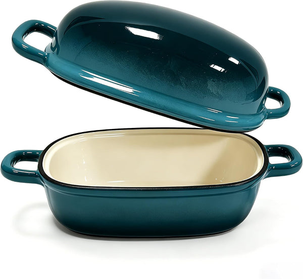 Enamelled Cast Iron Bread Loaf Pot, Non Stick Dutch Oven for Sourdough Bread Baking, Oven Safe (Peacock Blue, 3 Quarts)2