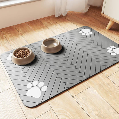 Pet Feeding Mat-Absorbent Pet Placemat for Food and Water Bowl, with Waterproof Rubber Backing, Quick Dry Water Dispenser Mat for Dog and Cat (20"X12", Striped Dark Gray)17