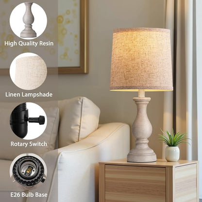 22" Farmhouse Table Lamps Set of 2, Rustic Bedside Lamps for Bedroom | Lamps for Living Room, Night Stands, End Table, Office, Desk, Clearance, Boho Decor, Linen Shades3