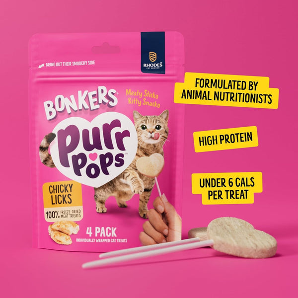 Bonkers Purrpops Freeze-Dried Chicken Flavored Lollipop Cat Treats, 4 Pieces (Pack of 13)3