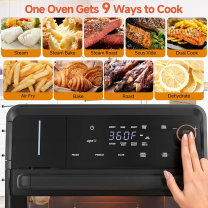 Air Fryer Toaster Oven Combo – 11-In-1 Countertop Convection Steam Oven with Air Fryer, Steam, Dual Cook, Bake, Roast, Dehydrate, 90–430°F, Self-Cleaning, 16Qt Capacity4