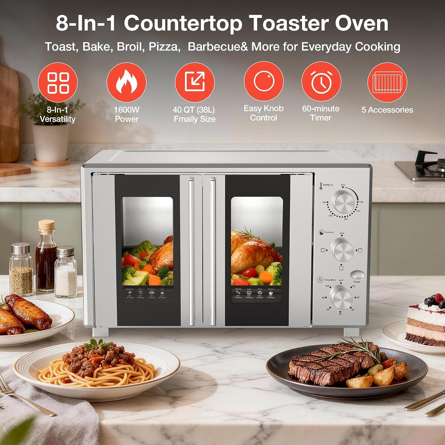 8-in-1-french-door-countertop-toaster-oven-compact-countertop-oven-with-infrared-speedheat-for-bake-broil-toast-fits-12-pizza-38l-capacity-158-482-f-temp-controls-60-min-timer-silver