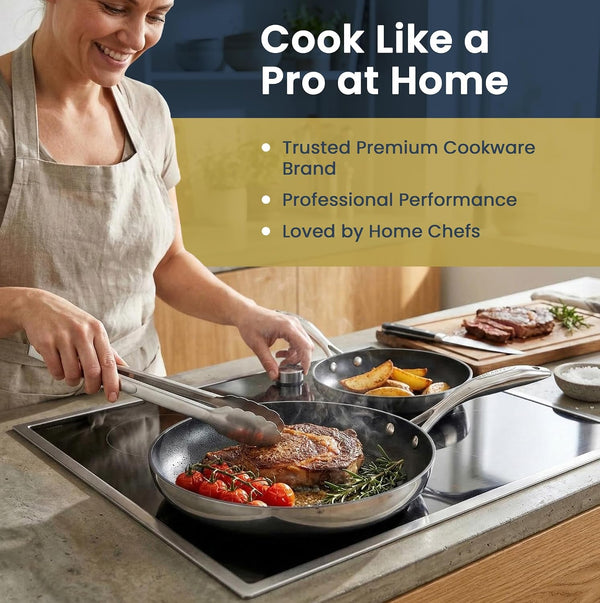 Haptiq Stainless Steel-Aluminum 8 and 10.25 Inch 2-Piece Fry Pan Set4