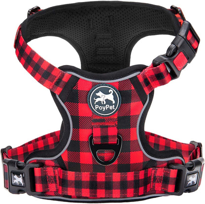 Poypet No Pull Dog Harness, No Choke Front Lead Dog Reflective Harness, Adjustable Soft Padded Pet Vest with Easy Control Handle for Small to Large Dogs(Pink, Medium)31