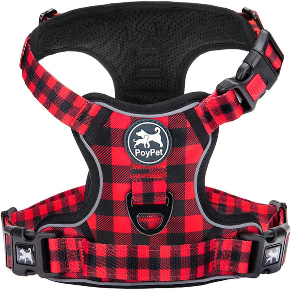 Poypet No Pull Dog Harness, No Choke Front Lead Dog Reflective Harness, Adjustable Soft Padded Pet Vest with Easy Control Handle for Small to Large Dogs(Pink, Medium)31