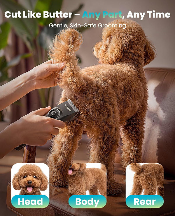 Oneisall Dog Clippers for Grooming Thick Heavy Coats | Low Noise,5 Blade Lengths,Detachable Blade,Fits Wahl'S 3379,3332-3339 Metal Guards,Long Battery Life,High-Speed,4 Guide Combs3