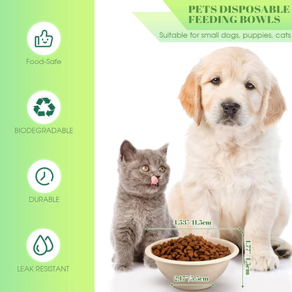 Thenshop 200 Pcs Biodegradable Disposable Pet Bowls Bulk Travel Paper Food Bowls for Small Dogs Puppy Cat Food Dish Safe Container for Outdoor Small Animal Feeding and Watering Supplies(8 Oz)3