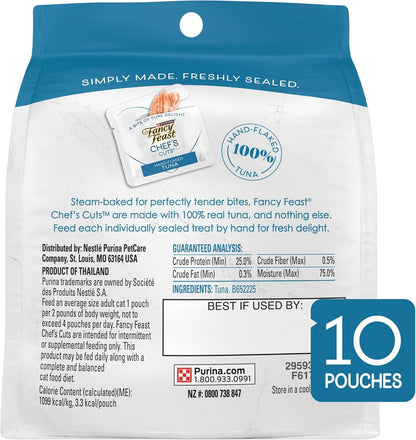 Fancy Feast Purina Chef’S Cuts Real Hand-Flaked Tuna Natural Soft Cat Treats, Pack of 5, 10 Count Pouches11