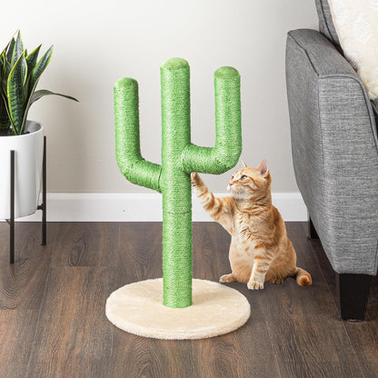 24” Tall Cat Scratching Post - Vertical Cactus Scratch Post for Indoor Cats - 360 Degree Jute Rope-Covered Kitten Scratcher with 3 Branches and Sturdy Base by PETMAKER (Green)6