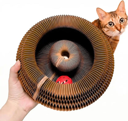 KITTY KURLZ Interactive Cat Toy & Cardboard Cat Scratcher | Collapsible Ball Track with Bell, for Indoor Cats, Reversible Scratch Ring, Play, Chase and Lounge1