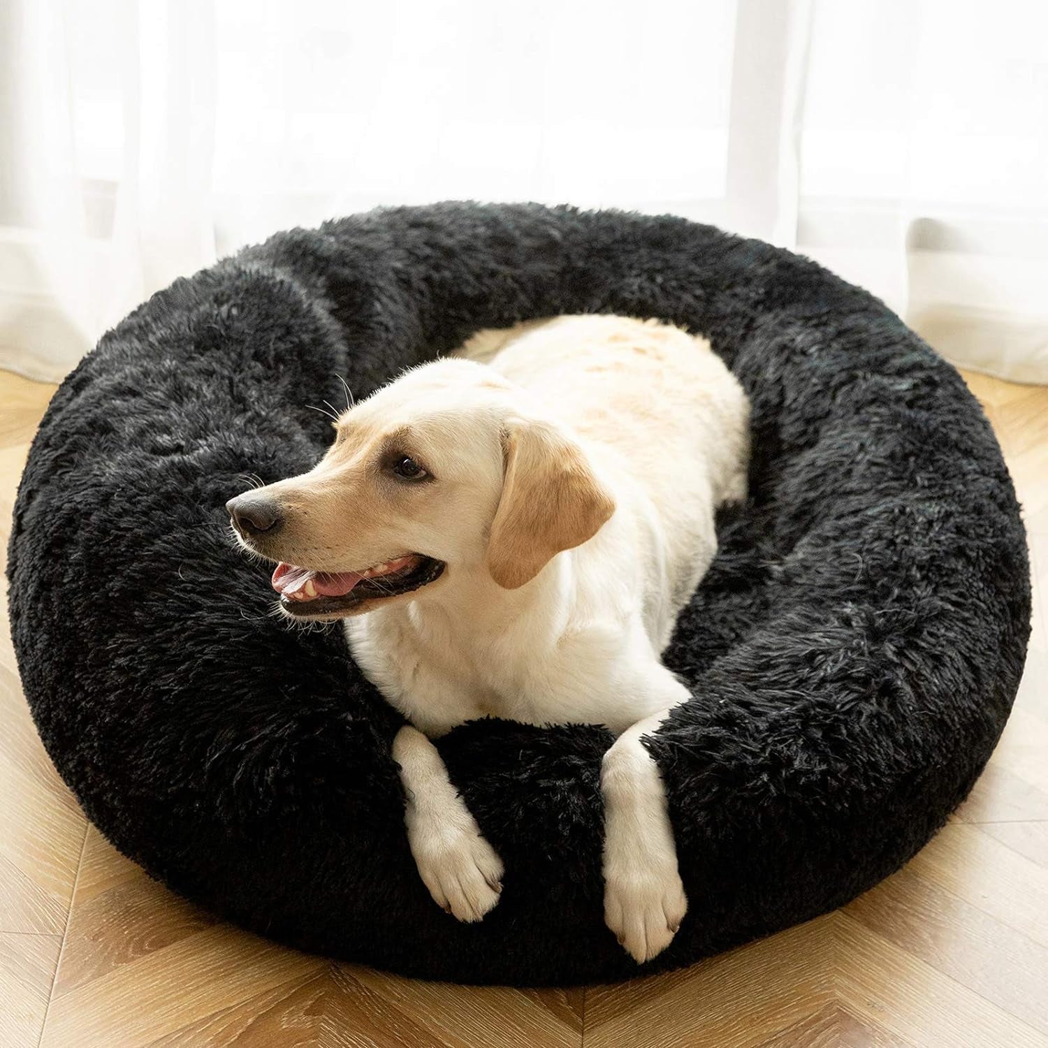 hachikitty-calming-donut-cuddler-dog-bed-round-fluffy-pet-bed-with-sewn-in-cushion-for-large-dogs-washable-large-taupe-30