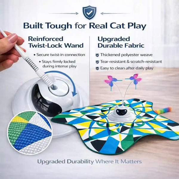 Interactive Cat Toy for Indoor Cats, Rechargeable 3-In-1 Hide & Seek Toy | Touch Activated, Spinning Butterfly, Plush Tail, Ultra Quiet, Rechargeable, Non Slip Base, Self Play for Adult Cats & Kittens4