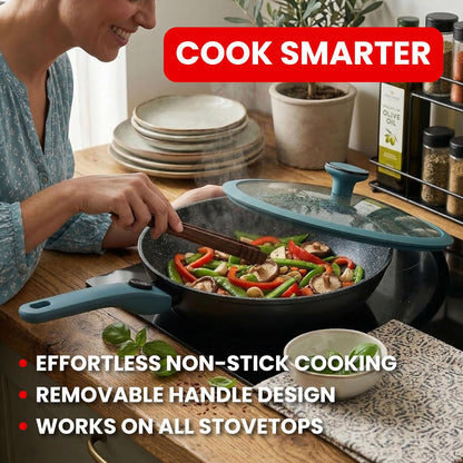 Nonstick Wok Pan with Glass Lid and Detachable Handle, 12.4In | Forged Aluminum Wok with Ceramic Coating, Induction-Ready Base, Removable Handle, and Glass Lid for Everyday Home Cooking.2