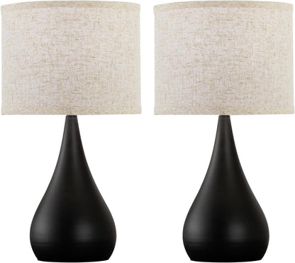 18.1'' Modern Touch Black Table Lamp Set of 2 with 3 Way Dimmable | Small Lamp for Living Room, Bedside Lamps for Bedroom, Office, Night Stands, Heavy Iron Base, Touch Switch, Bulbs Included8