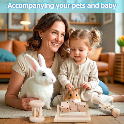 AOWPFVV Wooden Hamster Toys,Safe Rabbit Toys for Guinea Pigs | Small Animals,Chinchillas, Gerbils, Rats, Bunny,Rodents Teeth Care Toys for Cage7