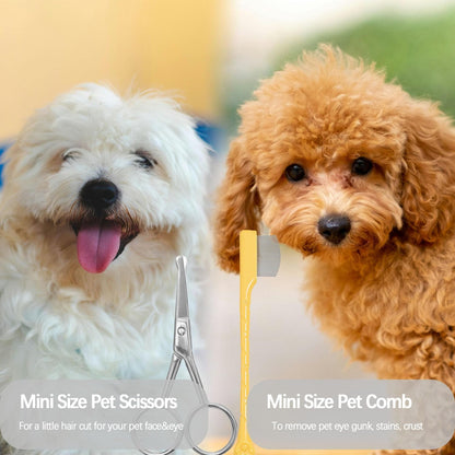 Jgocot Dog Tear Stain Remover Comb for Small Doggy and Cats Pet Grooming Tool with round Tip Stainless Steel Mini Scissor for Pet Facial Eye Area7