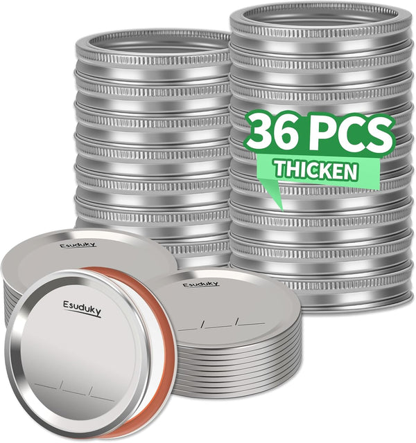 36Pcs Mason Jar Lids with Rings Wide Mouth, Upgrade Canning Lids with Rings/Bands for Ball, Kerr Jars and More, Split-Type with Leak Proof & Airtight, Food Grade Material for Mason Jars1